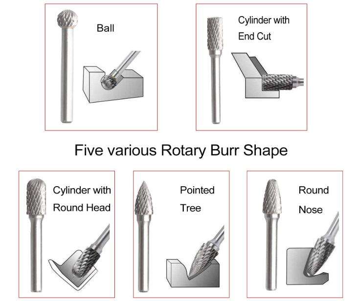 10 Pcs High Quality Carbide Rotary Files Long Shank Carbide Burr 6mm Tungsten Carbide Rotary Bur
