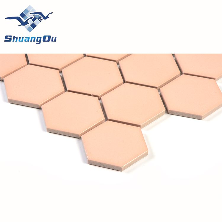 Irregular pink hexagon ceramic tiles mosaic,bathroom wall ceramic tile
