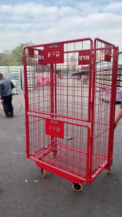 heavy duty powder coating steel structure customized transport hand carts & trolleys foldable cage