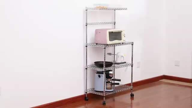 3tier portable adjustable metal kitchen baker metal rack microwave cart stand