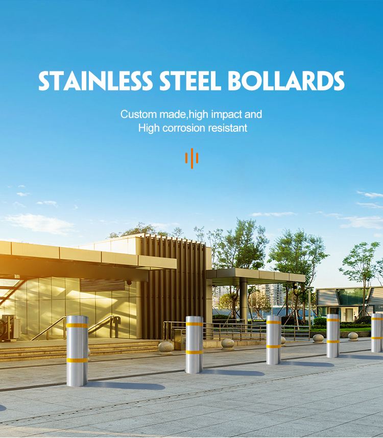 1 Meter 304 316L Stainless Steel Parking Bollard Traffic Barrier Road Safety Lockable Bollard Factory Price