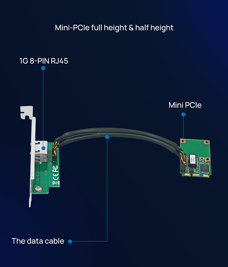 Mini PCIe Single-port Copper Gigabit Network Adapter Intel 82574 Based Full /Half Size (1 x RJ45)