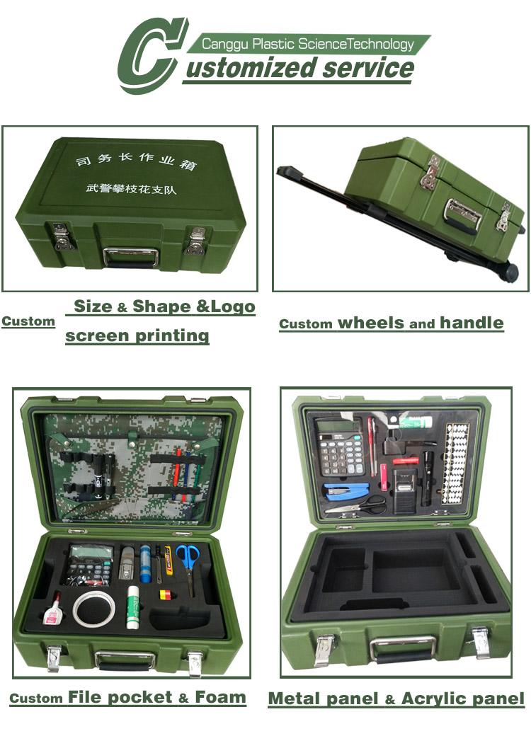 Manufacturer Supplied Rolling Rotomolded  Hard Plastic Tool Carrying Case