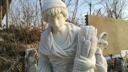 Beautiful hand carving white stone nake lady statue