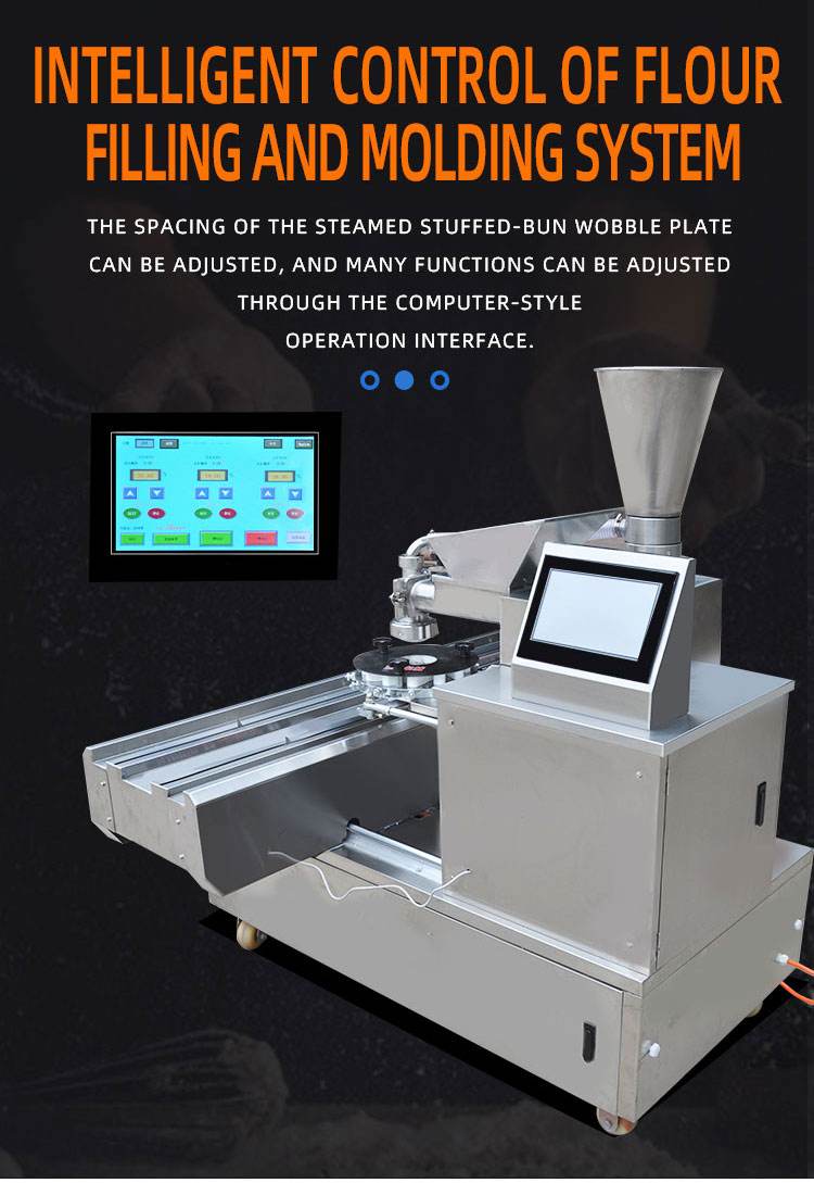 New design no pleat steamed stuff bun making machine with placing tray / meat siopao stuffing filling making machine