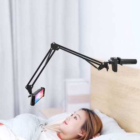 Universal 360 degree rotation long arm gooseneck clip desk bedroom smart mobile mount flexible clamp lazy phone holder for bed