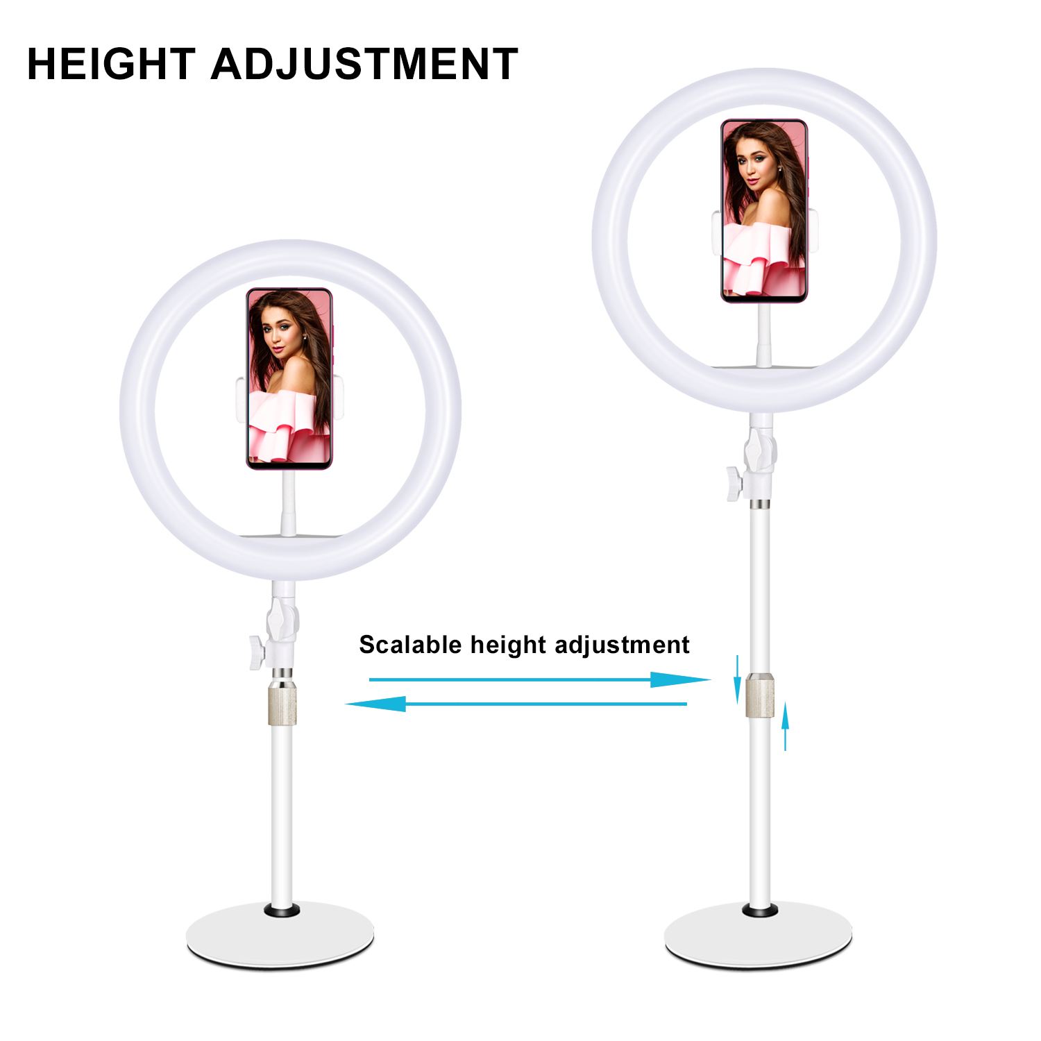 10 inch White Desktop Make Up Circle led Ring Light with phone holder selfie ring light for youtube studio camera photography