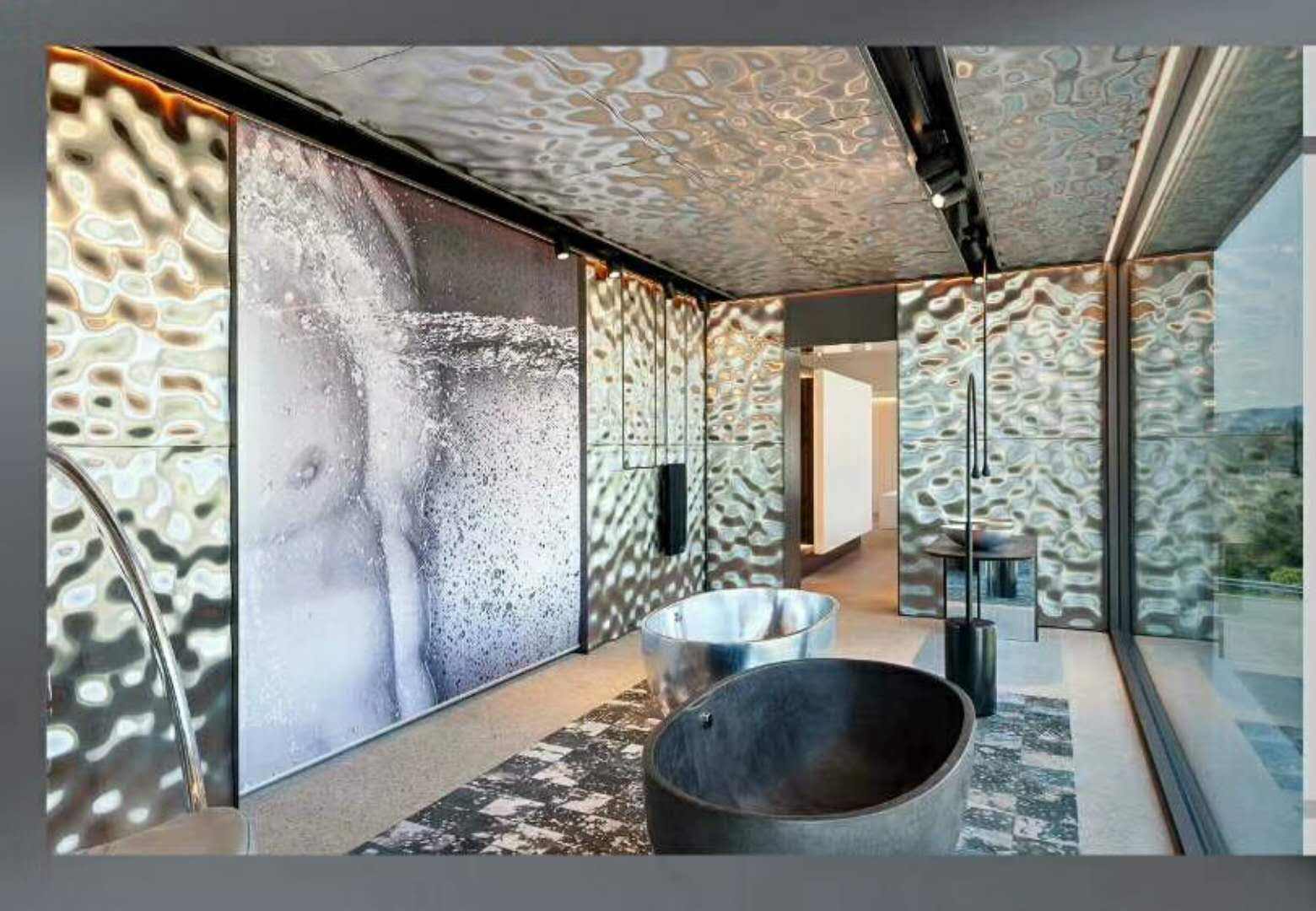 wall cladding steel panels hotel interior design water ripple sheets