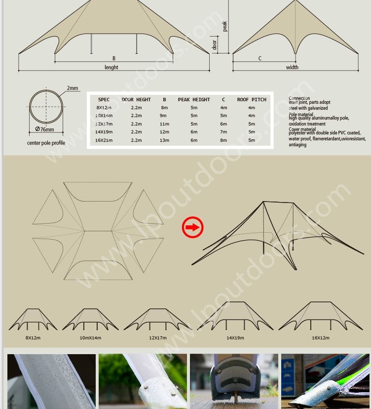 Customized logo printing star shade spider tent for promotion brand event