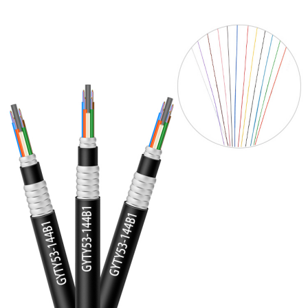 Outdoor Underground Direct Buried Double Sheath Armored 4 8 12 24 Cores Optical Cable 16 Core Fiber Optic Cable  Gyty53