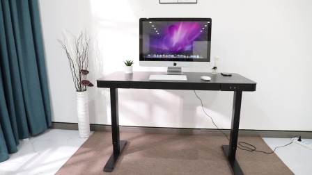 Nate Superior Quality Adjustable Smart Glass Metal Desk with Wireless Charging USB Port
