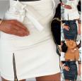X01257M Leather Skirt Pu Material Solid Color Professional Dressed