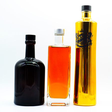 Factory Wholesale Custom Design Grey Amber vodka gin liquor spirits glass bottles 375ml 500ml 750ml