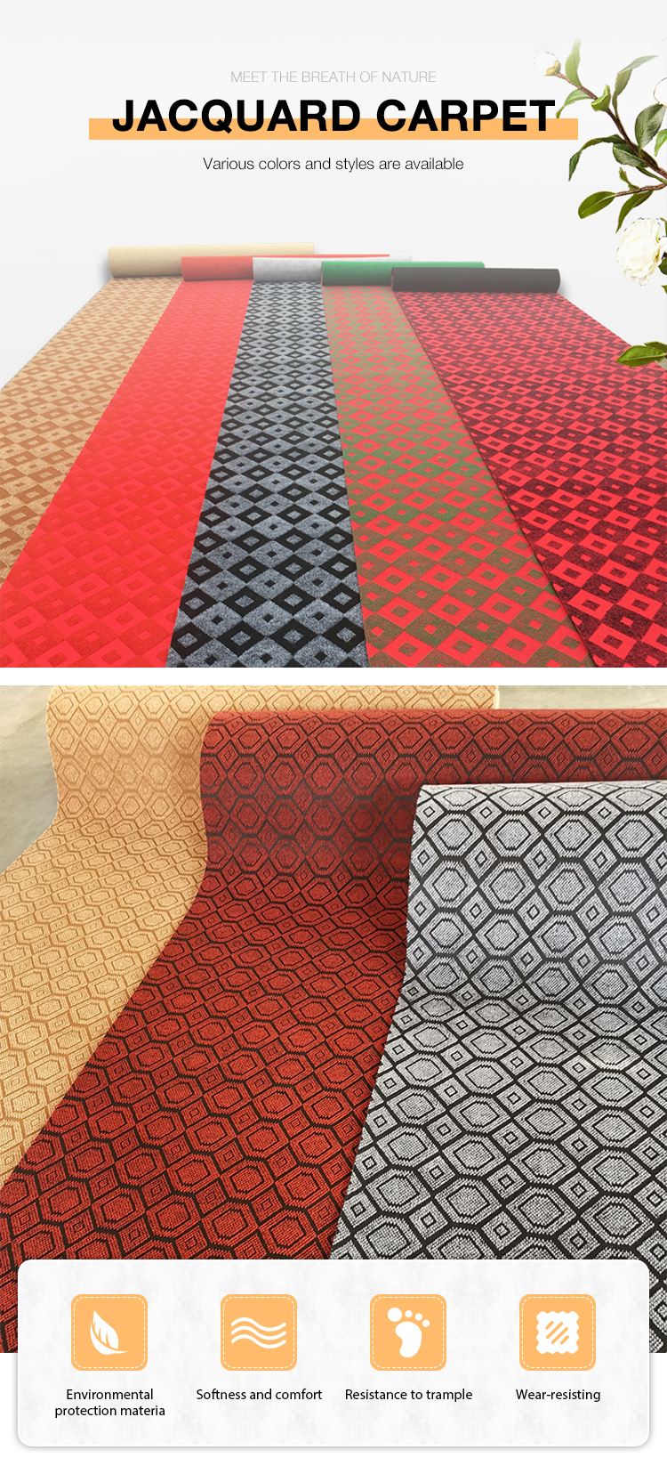 Polyester 3d geometric printed carpet jacquard living room carpet/carpet rug/floor carpet