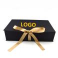 Wholesale custom logo black cardboard paper shoe/clothes/T-shirt packaging gift boxes with ribbon closure