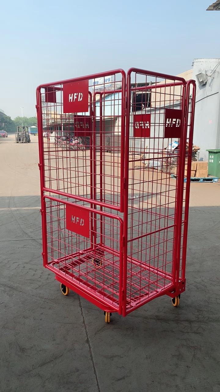 collapsible steel container metal storage transport folding trolley cart  roll cage roll container rolling container