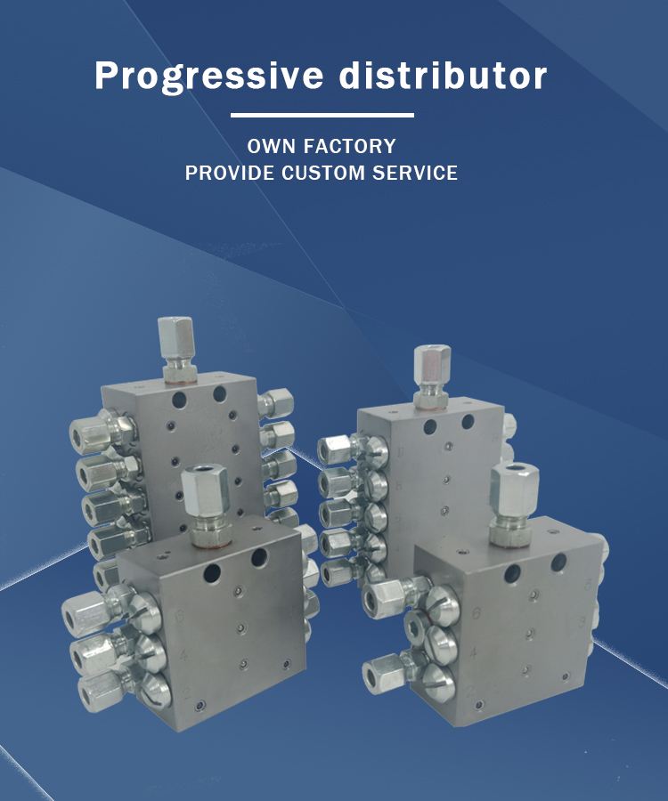 Customizable MVB-4 way lube oil pump divider valve metered lubrication accurate output progressive valves