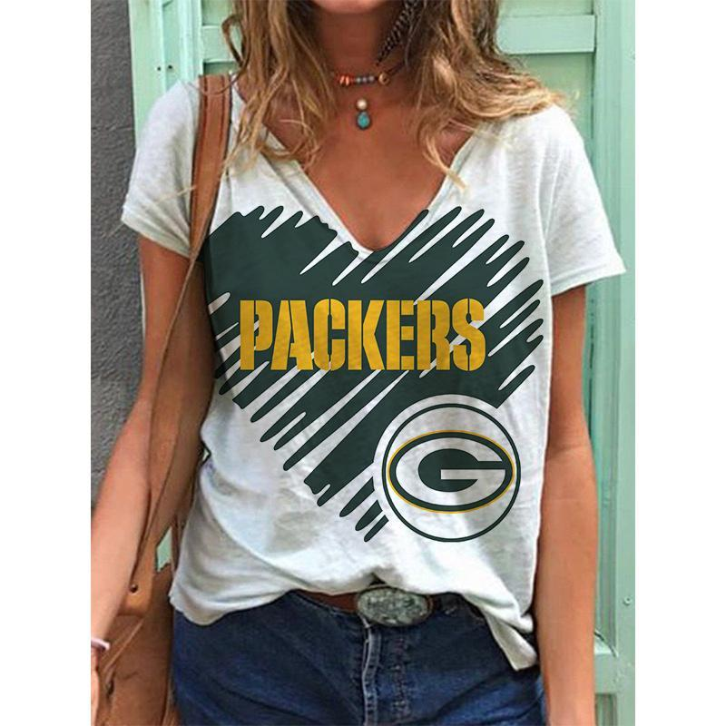 high quality custom polyester nfl printing stock t-shirt v neck loose plus size t-shirts short sleeve casual women's t-shirts