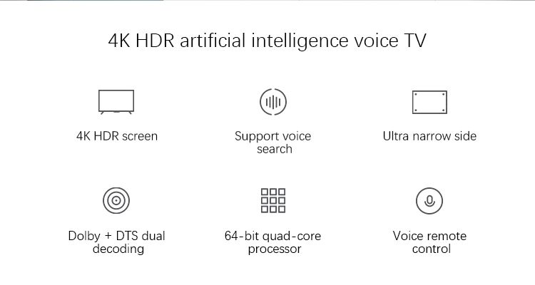 Xiaoimi Tv 4x 65-inch 4k Ultra Hd Hdr Voice Remote Control Built-in Xiao-ai Ai 2gb+8gb