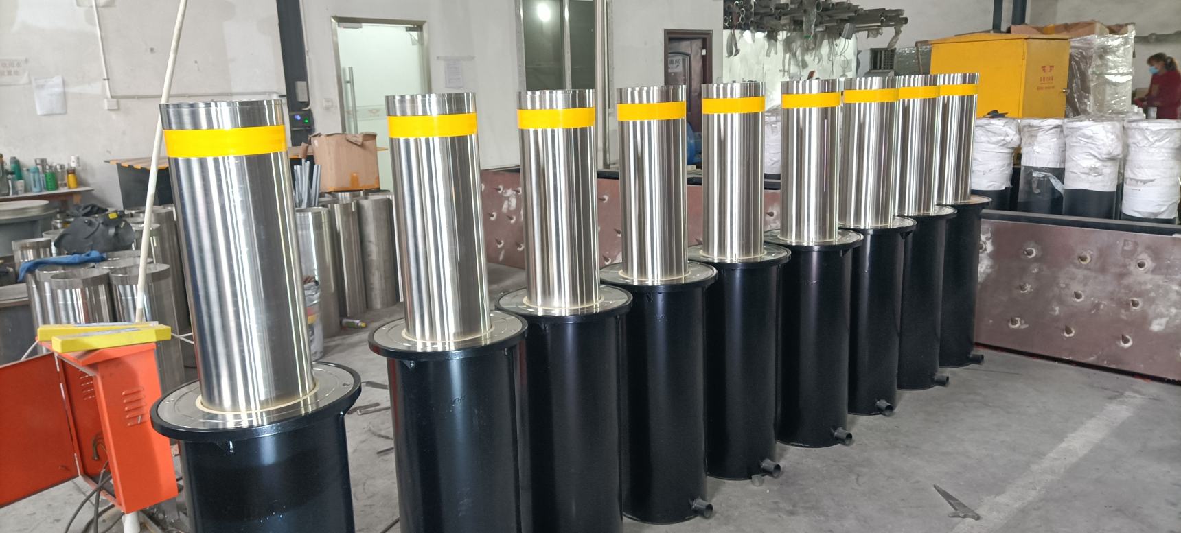 RICJ Semi-automatic Rising Bollard Toolstation LED Light Stainless Steel Safety Pneumatic Hydraulic Traffic Bollards