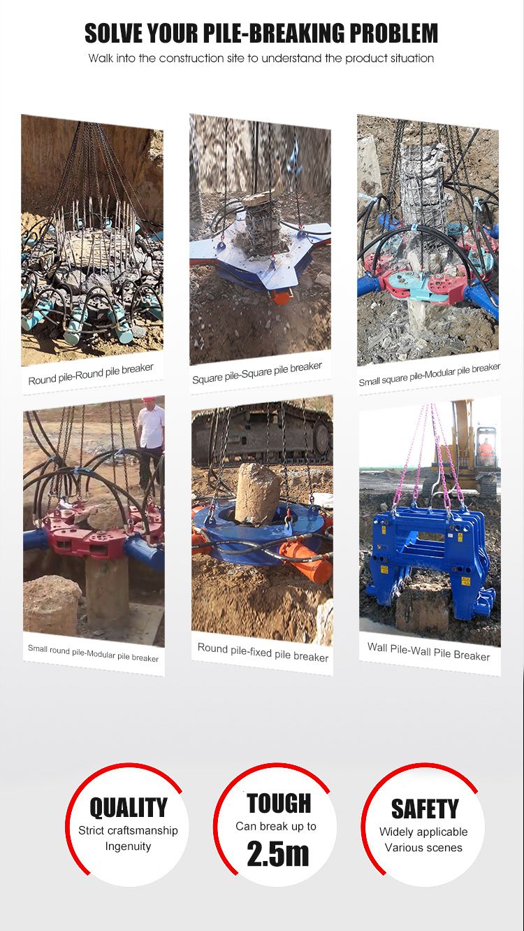 Customized safety hydraulic concrete pile header breaker Concrete Pile Head Cutter excavator/crane used construction machinery
