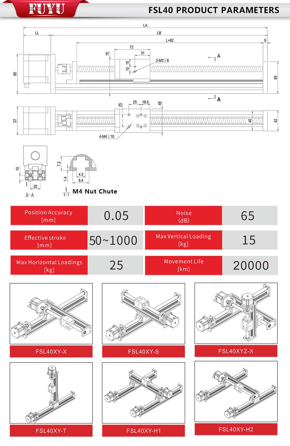 Paypal accepted 50mm to 1000mm travel cnc linear guide rail ways with nema 23 stepper motor