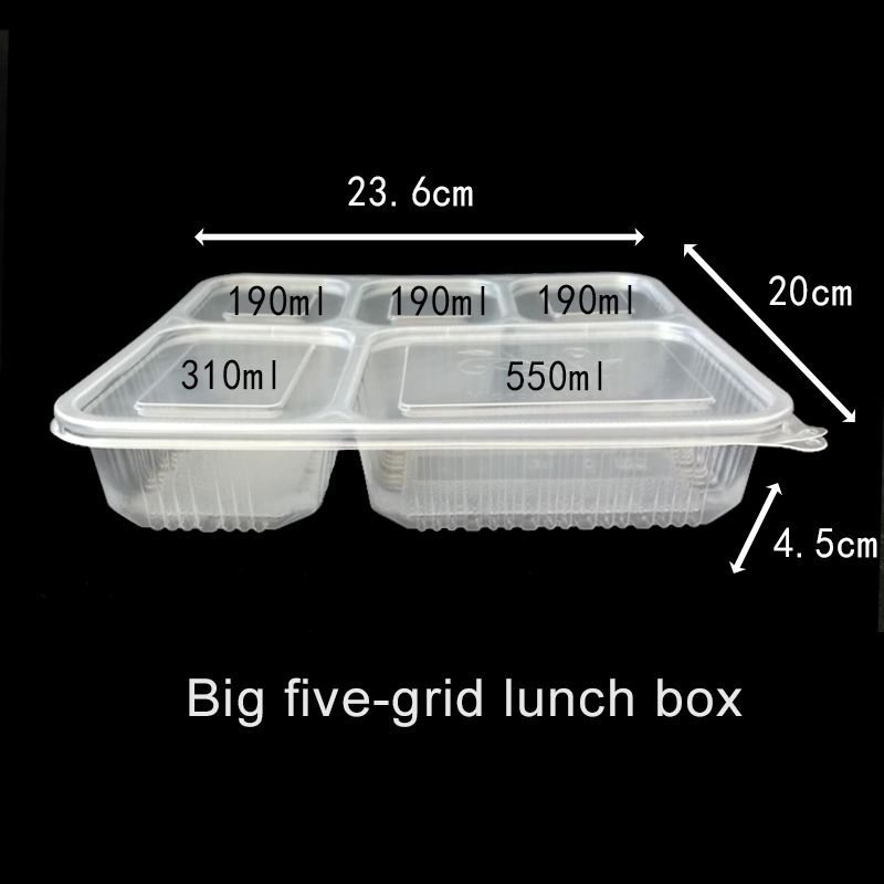 custom bento box 5 compartment disposable plastic food container