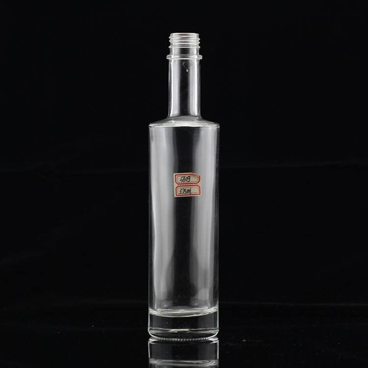 375ml Alcohol Liquor Bottle flat Shoulder Glass Low-cost Liquor Glass Bottle Metal Screw Cap