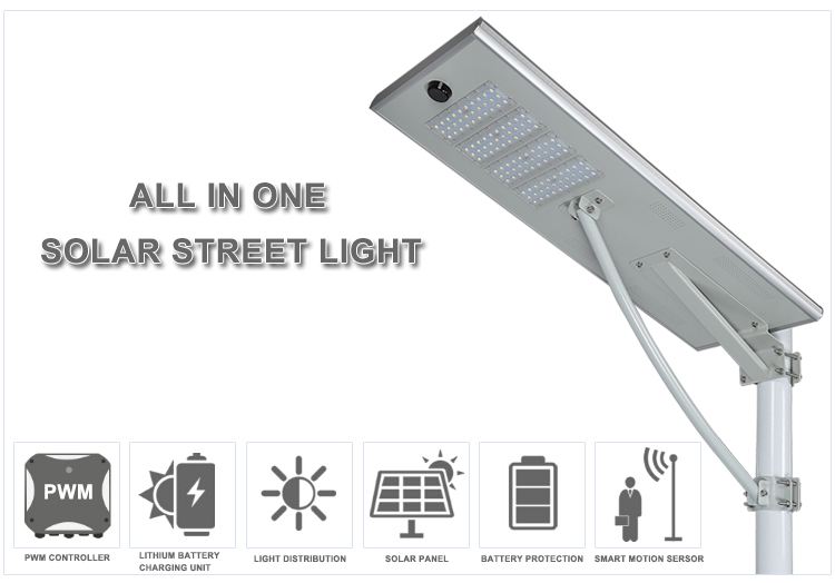 80w energy saving aluminum integrated led solar street lights for home