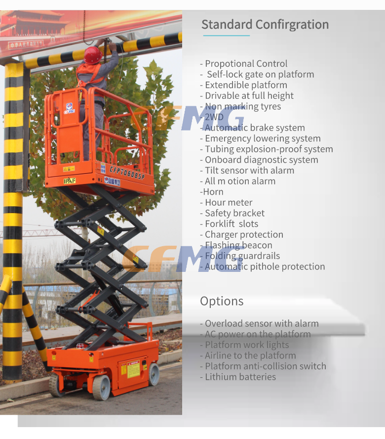 10m height platform manlift self-propelled electric hydraulic scissor lift for rental and sale