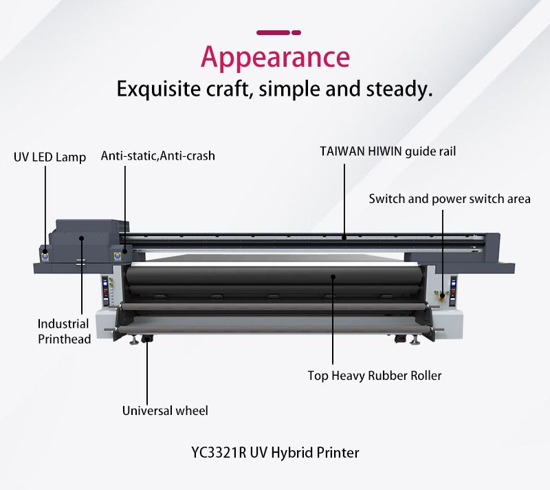 Large format digital printer 3.2m uv hybrid flatbed printer YC3321R