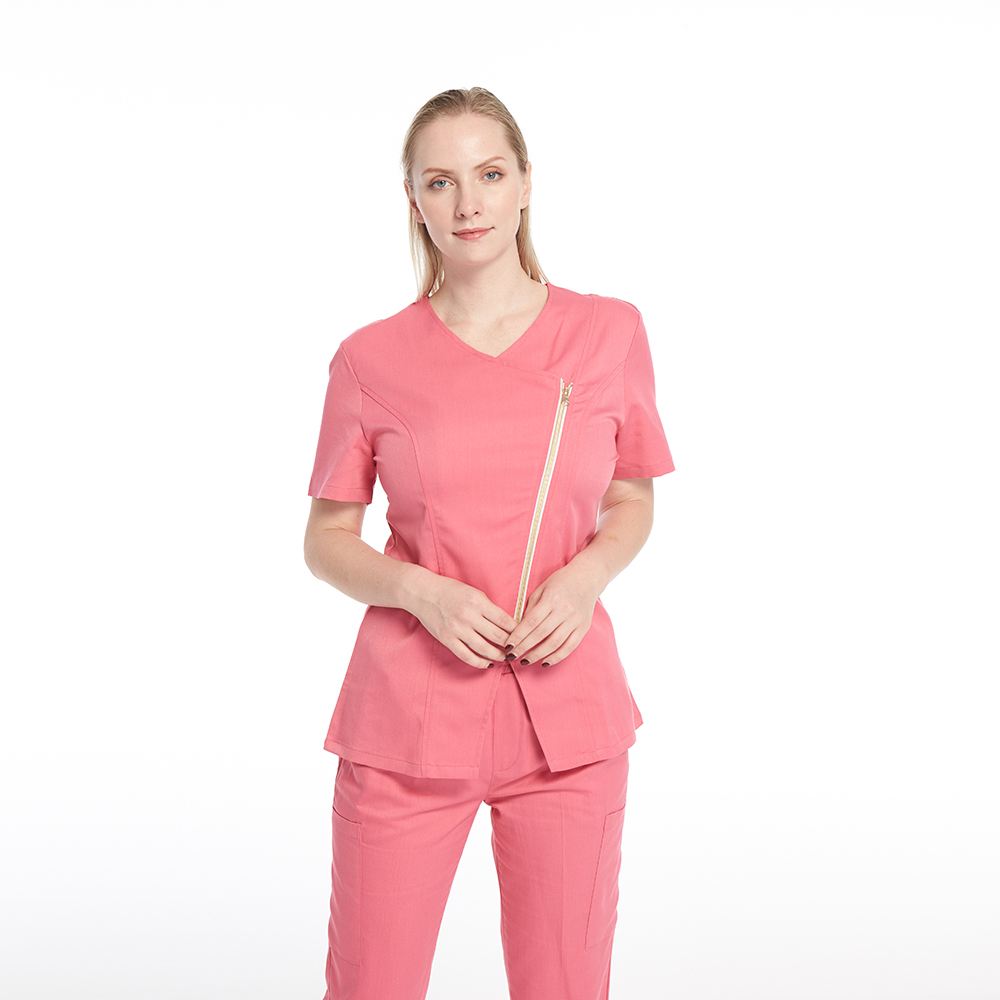 factory cheap wholesale womens stylish nursing scrubs uniform  suits set with zipper  custom fashion hospital uniform scrubs