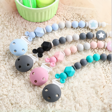 BPA Free Baby Silicone Pacifier Clip Soother Chain Chewable Exercise Teeth