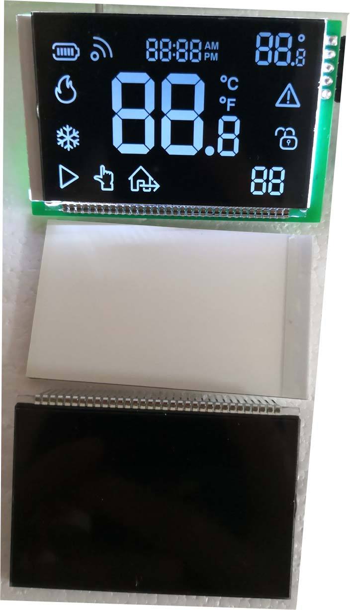 customized 12 digit VA black lcd 7 segment display with white led backlight