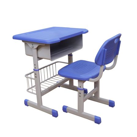 New popular plastic school classroom student desk and chair set with bookshelf