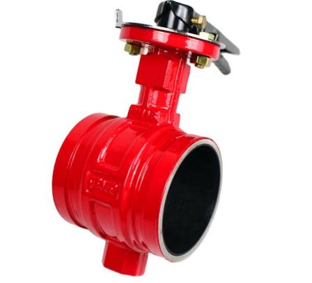 Dn50 cast iron handle type fire line grooved signal butterfly valve