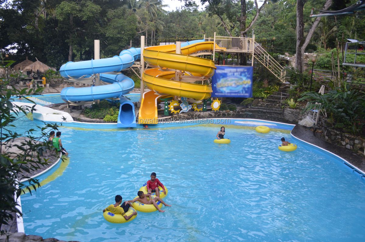 Open spiral slide and body slide 4.5 m high children and adult water slide groups for resort swimming pool