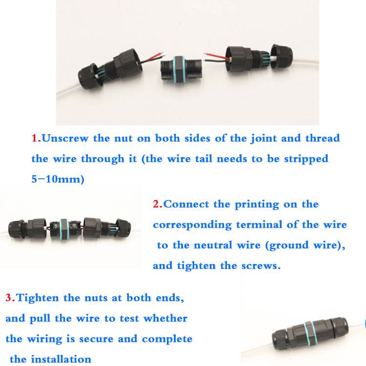 TUV certified straight through waterproof connector three core outdoor cable connector IP68 waterproof connector