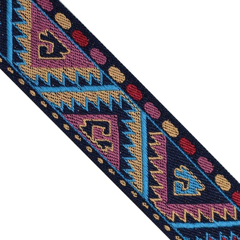 Jacquard Woven Ethnic Geometric Multicolored Ribbon Trim lace Webbing 1-3/8\