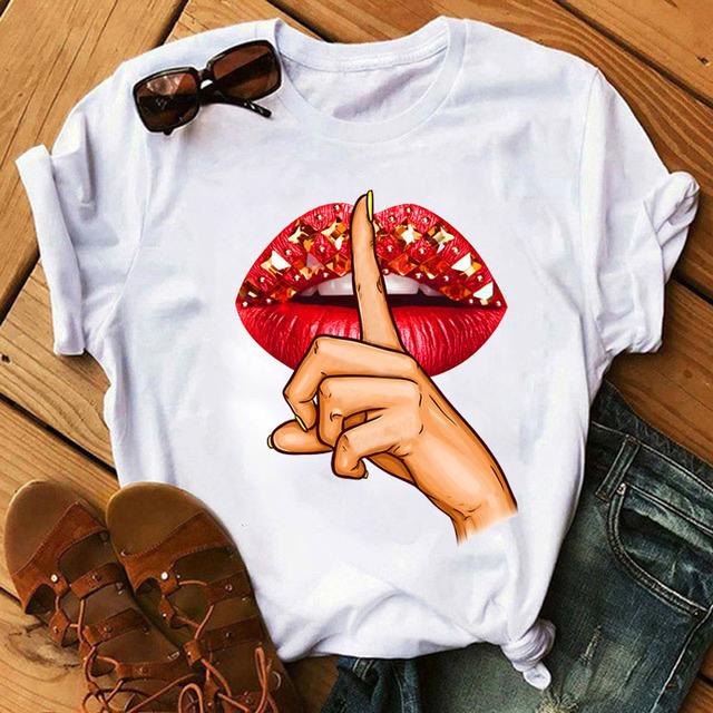 Women T Women Graphic 3D Nail Paint Fashion Cute Printed Top Tshirt Female Tee Shirt Ladies Clothes T-shirt