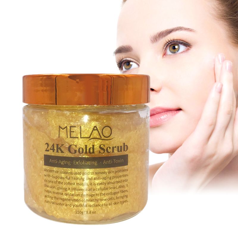 Private label anti aging exfoliating 100% 24k gold body facial scrub