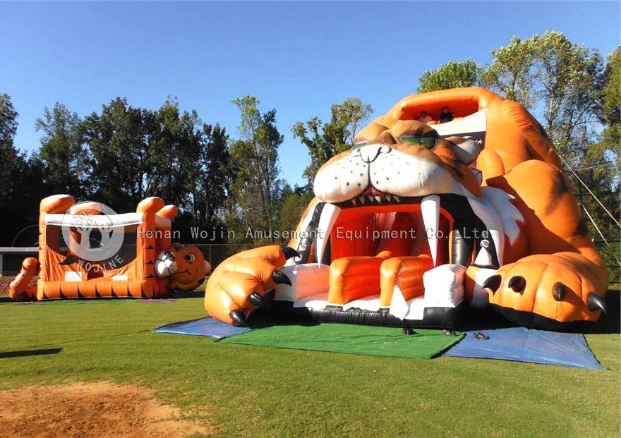 cheap price tiger inflatable jumping castle combo bouncer slide factory direct sales