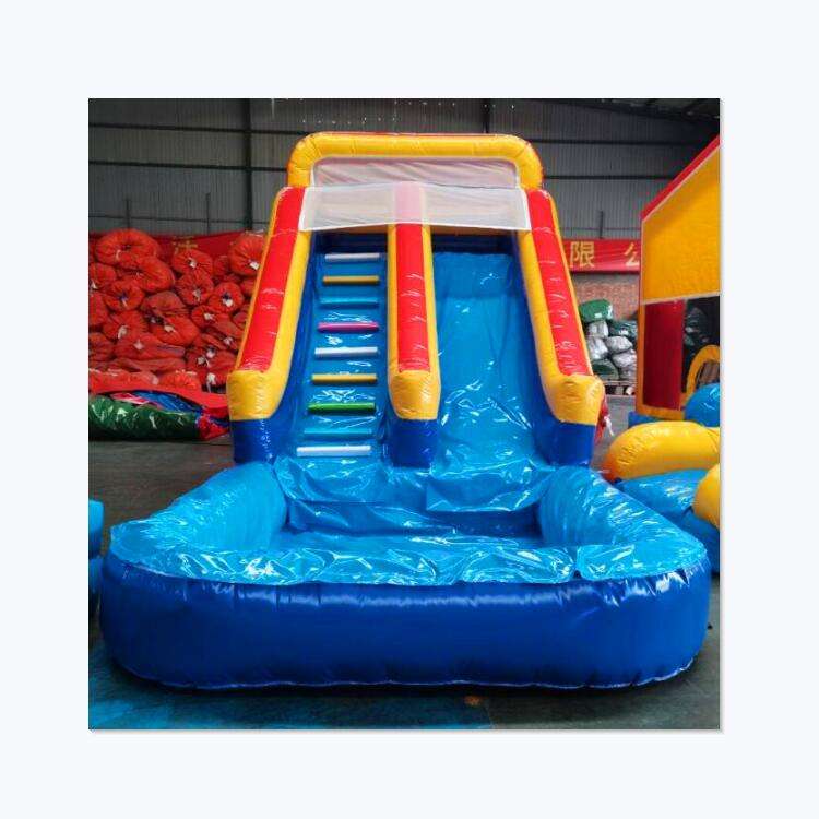 Export to Bahamas new design customized size 23ft length inflatable water slide with pool for birthday party or event