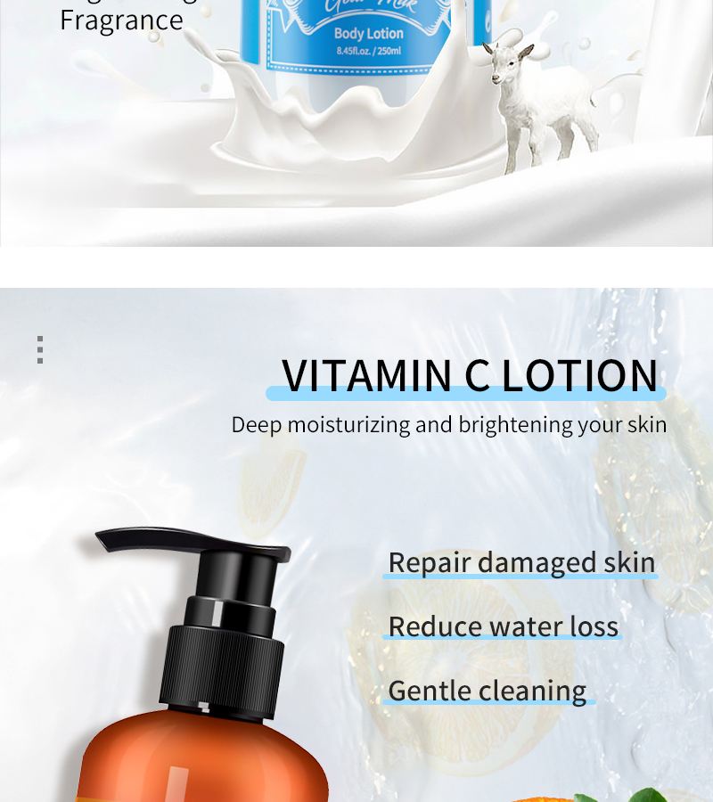 Private Label Daily Milk Whitening Moisturizing Foaming Body lotion for Dry Skin with Shea butter