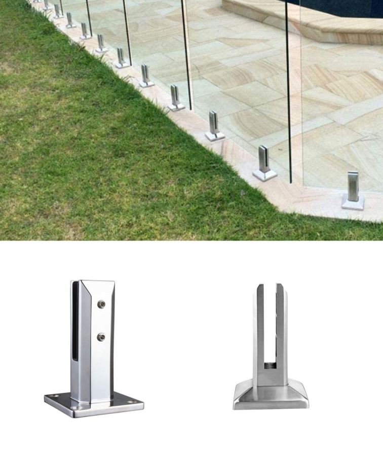 SS 304 Fittings Stainless Steel Floor Mounted Balustrade Spigots To Hold Glass