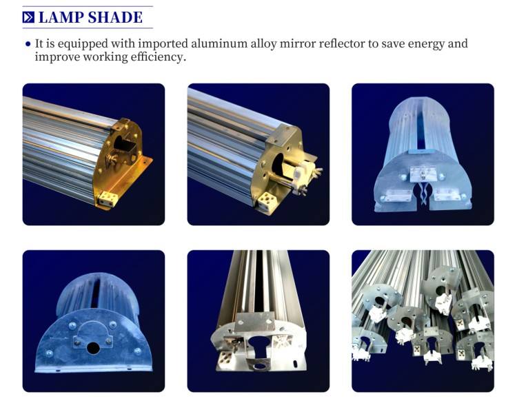 Manufacture customzed 98% high reflecting efficiency UV tube lamp reflector lampshade liner holder for printing machine