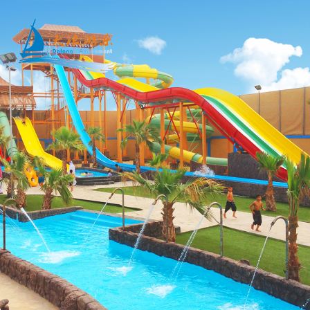 Factory Provided Directly Rainbow Theme Water Park Aquatic Multi Slides For Family Games