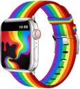 Apple Watch Armband 38mm 40mm 42mm 44mm, Replacement Fabric Band Nylon Strap for iWatch Series 5 4 3 2 1 Rainbow Watchband