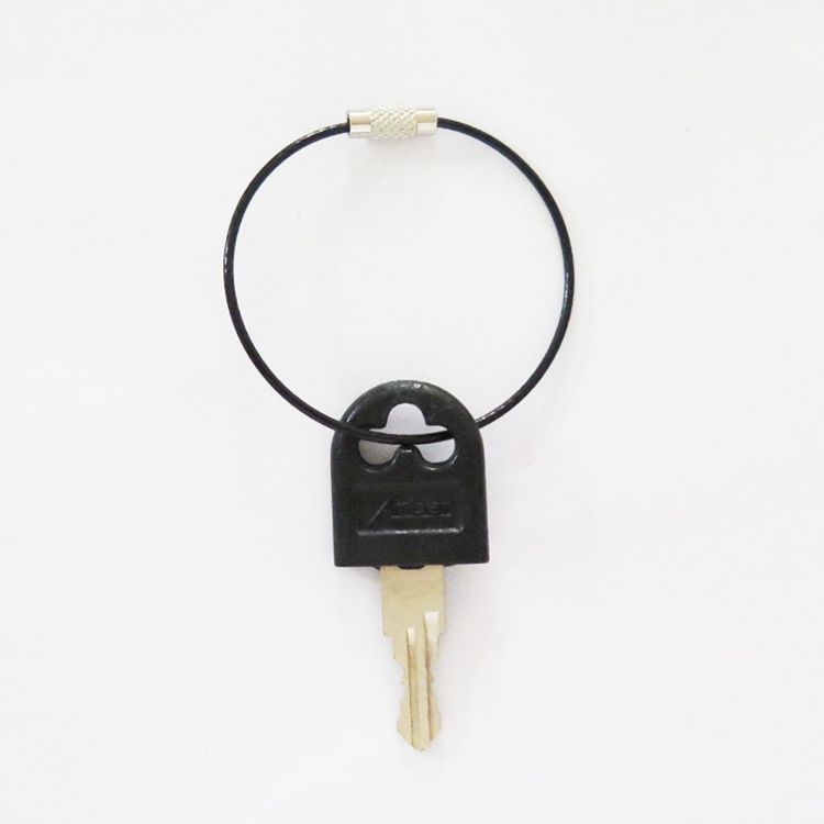 YIWANG Screw Lock Black Stainless Steel Wire Keychain 150MM Key Ring Chain