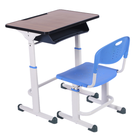 Student Adjustable Desk and Chair Standardized School Furniture Single Lifting Desk and Chair